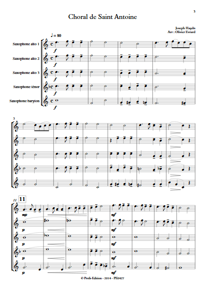 Choral de Saint Antoine - Quintette de Saxophones - HAYDN J. - app.scorescoreTitle