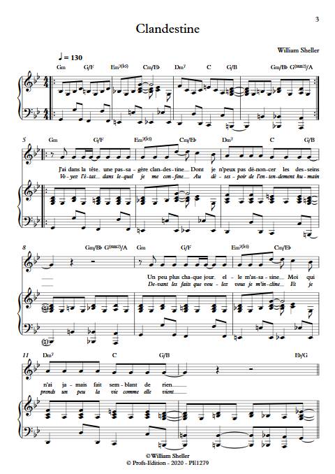Clandestine - Piano Voix - SHELLER W. - app.scorescoreTitle