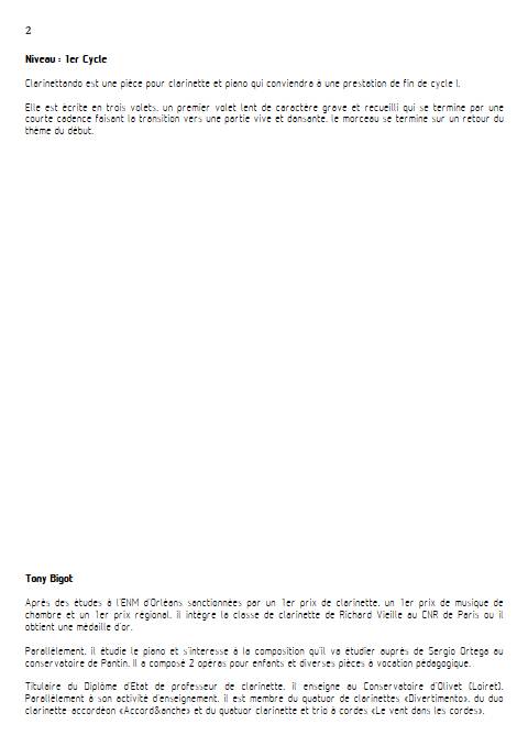 Clarinettando - Clarinette & Piano - BIGOT T. - Educationnal sheet