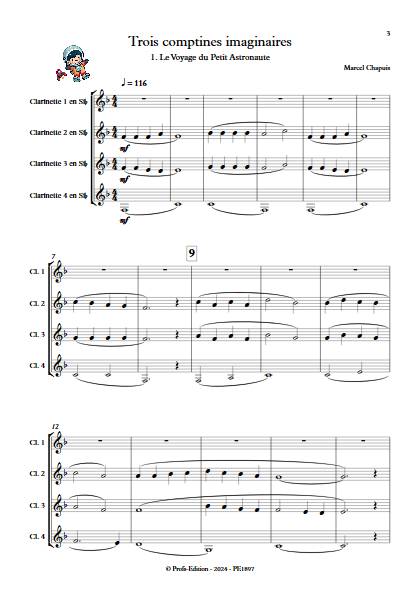 Trois comptines imaginaires - Quatuor de Clarinettes - CHAPUIS M. - app.scorescoreTitle