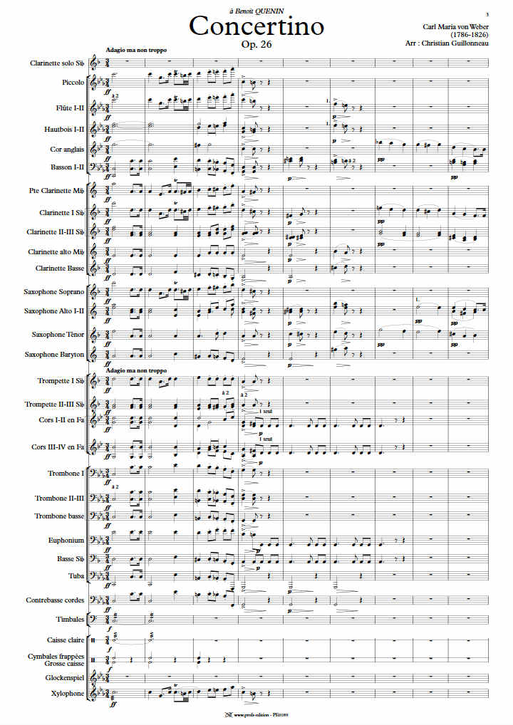 Concertino pour Clarinette - Clar & Orchestre Harmonie - WEBER C. M. - app.scorescoreTitle