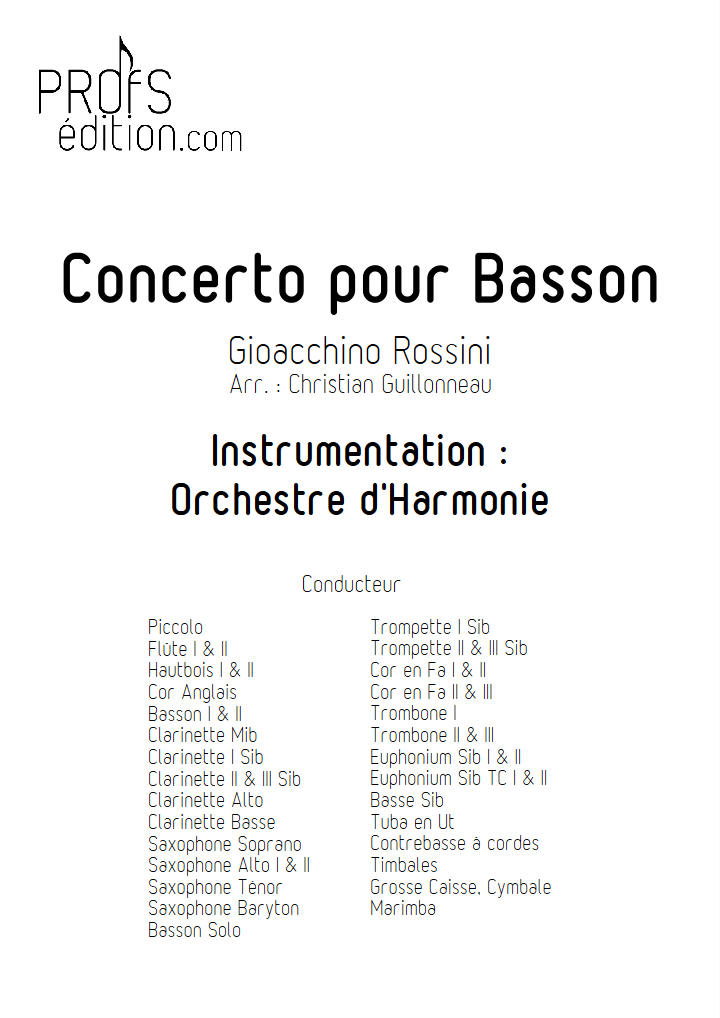 Concerto pour Basson - Orchestre Harmonie - ROSSINI G. - front page