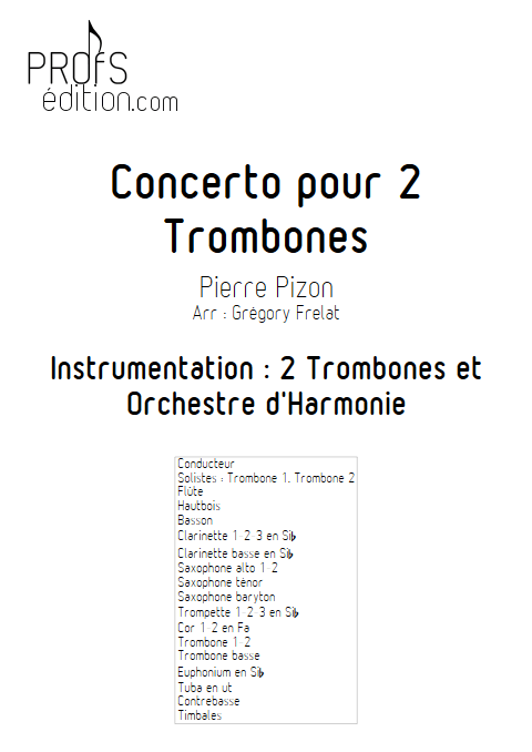 Concerto pour 2 Trombones - Trombones et Orchestre d'Harmonie - PIZON P. - front page