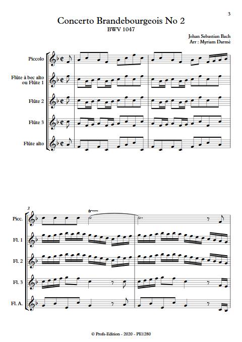 Concerto brandebourgeois n°2 - Ensemble de flûtes - BACH J. S. - app.scorescoreTitle