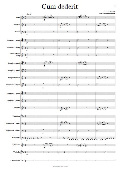 Cum dederit - Orchestre d'harmonie - VIVALDI A. - Score