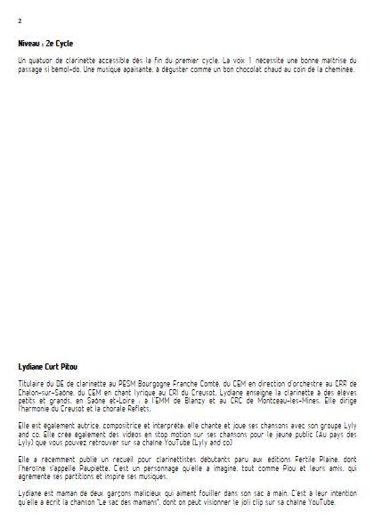 Décembre - Nuit magique - Quatuor de Clarinettes - CURT PITOU L. - Educationnal sheet