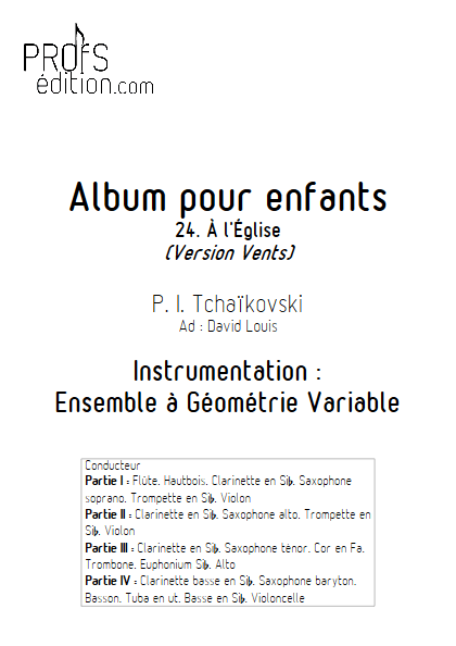 Album pour Enfants (Dans l'Eglise) - Ensemble Variable - TCHAIKOVSKY P. I. - front page