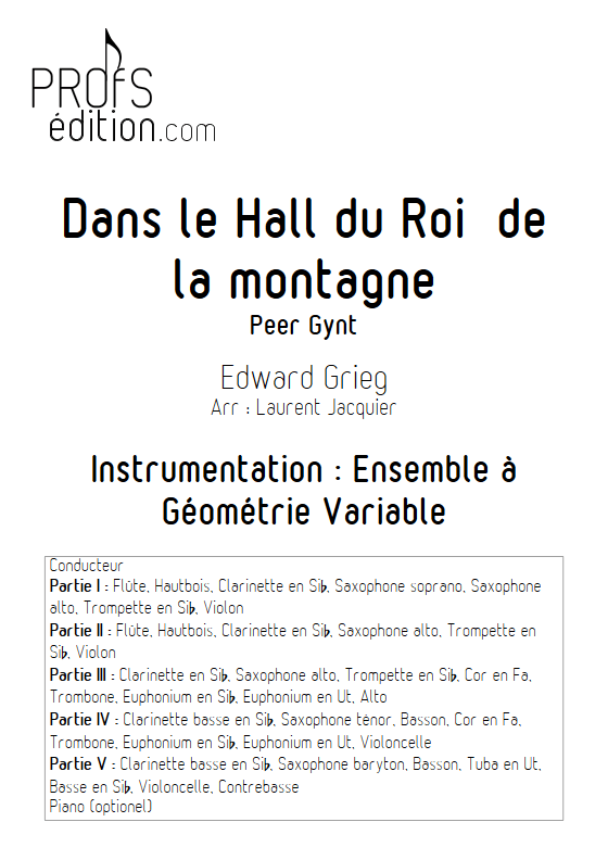 Dans le Hall du Roi de la montagne - Ensemble à Géométrie Variable - GRIEG E. - front page