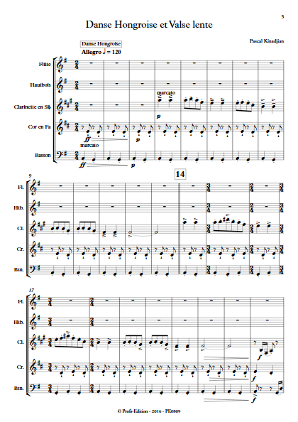 Danse hongroise et Valse lente - Quintette à vents - KINADJIAN P. - app.scorescoreTitle