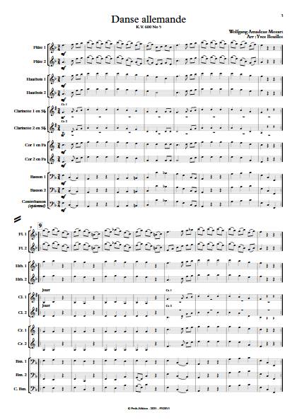 Danse Allemande - Ensemble à vents - MOZART W. A. - Score