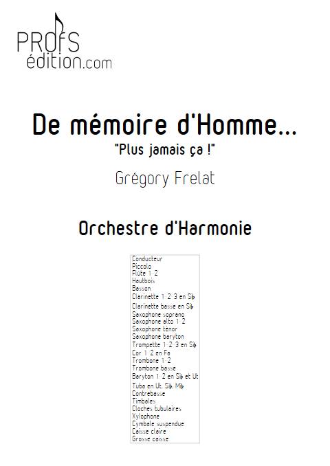 De mémoire d'homme - Orchestre d'Harmonie - FRELAT G. - front page