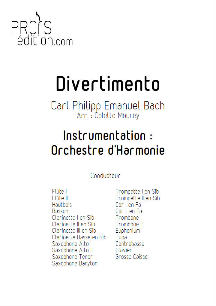 Divertimento - Orchestre Harmonie - BACH C. P. E. - app.scorescoreTitle