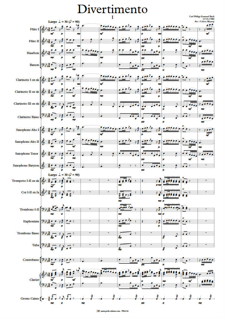 Divertimento - Orchestre Harmonie - BACH C. P. E. - front page
