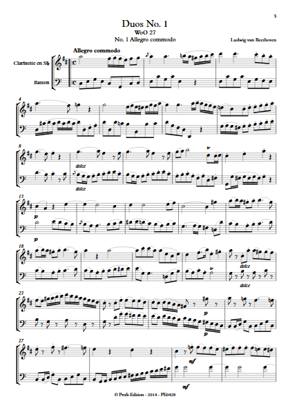 Duo N°1 WoO 27 - Clarinette et Basson (Clar Bs à dft) - BEETHOVEN L. V. - app.scorescoreTitle