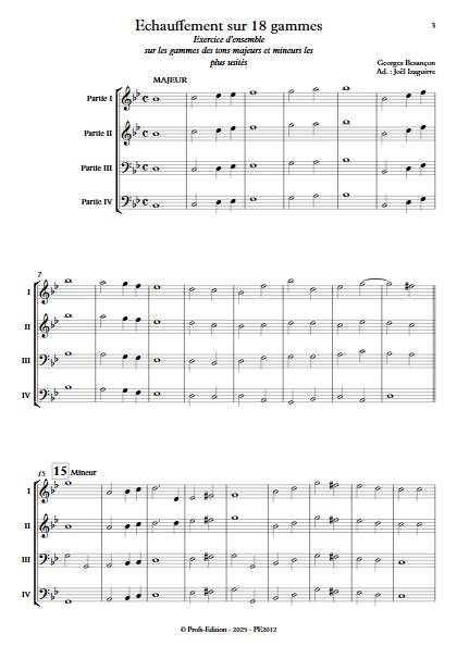 Echauffement sur 18 gammes - Ensemble Variable & Harmonie - BESANCON G. - Score