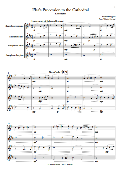 Elsa's Procession to the Cathedral (Lohengrin) - Quatuor de Saxophones - WAGNER R. - app.scorescoreTitle