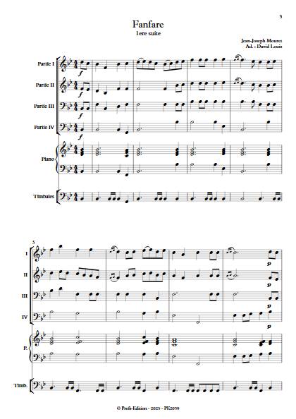 Fanfare 1ere suite - Ensemble Variable - MOURET J. J. - Score