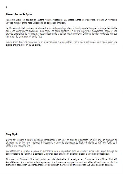 Fantaisie slave - Ensemble de Clarinettes - BIGOT T. - Educationnal sheet