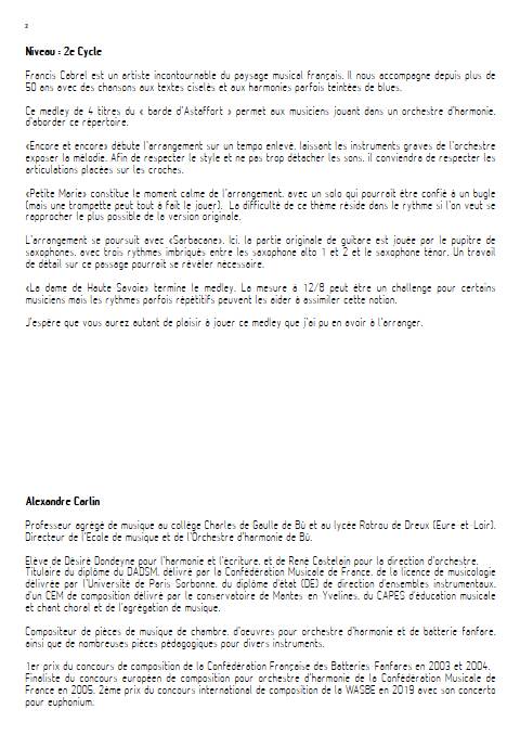 Francis Cabrel - Orchestre d'harmonie - CABREL F. - Educationnal sheet