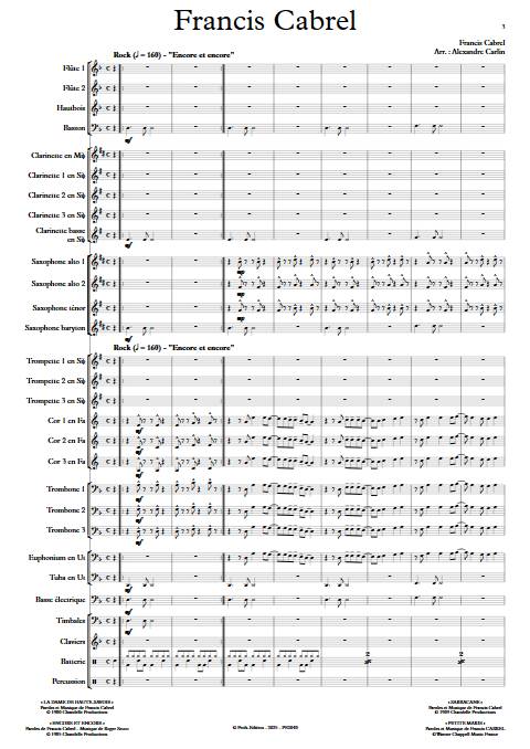 Francis Cabrel - Orchestre d'harmonie - CABREL F. - Score