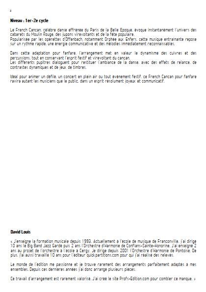 French-Cancan - Fanfare - OFFENBACH J. - Educationnal sheet