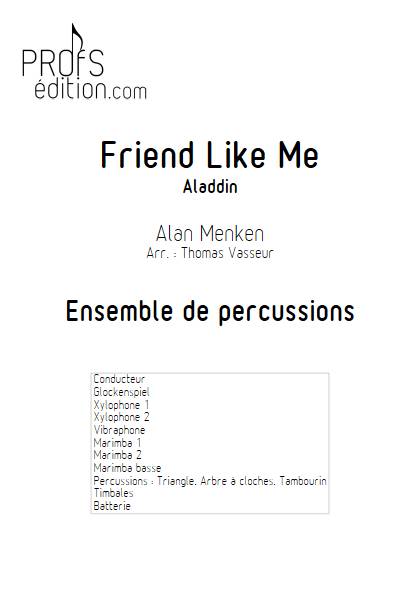 Friend Like Me (Je suis ton meilleur Ami) - Aladdin - Ensemble de percussions - MENKEN A. - front page