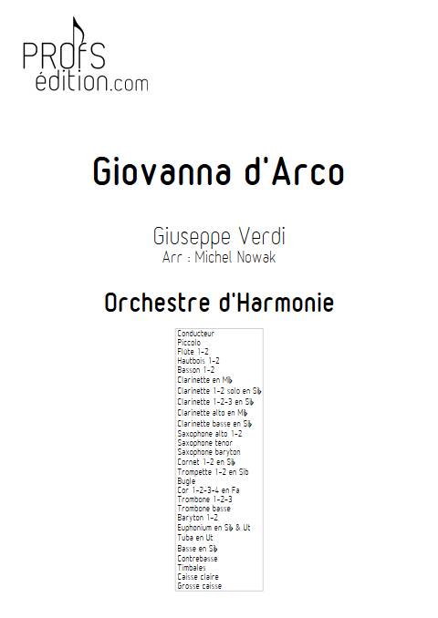 Giovanna d'Arco - Orchestre d'Harmonie - VERDI G. - front page