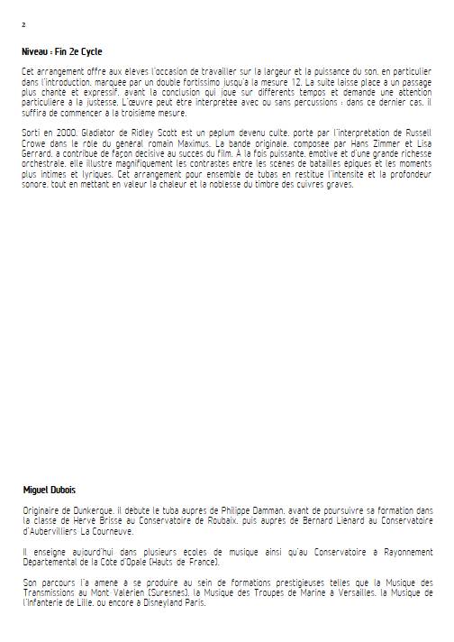 Gladiator - Ensemble de Tubas - ZIMMER H. - Educationnal sheet