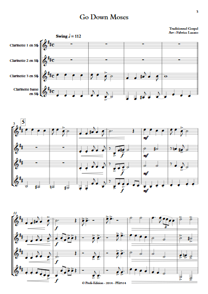 Go Down Moses - Quatuor de Clarinettes - TRADITIONNEL GOSPEL - app.scorescoreTitle