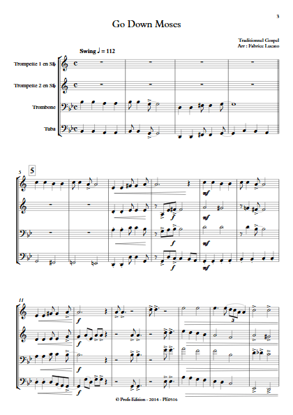 Go Down Moses - Quatuor de Cuivres - TRADITIONNEL GOSPEL - app.scorescoreTitle