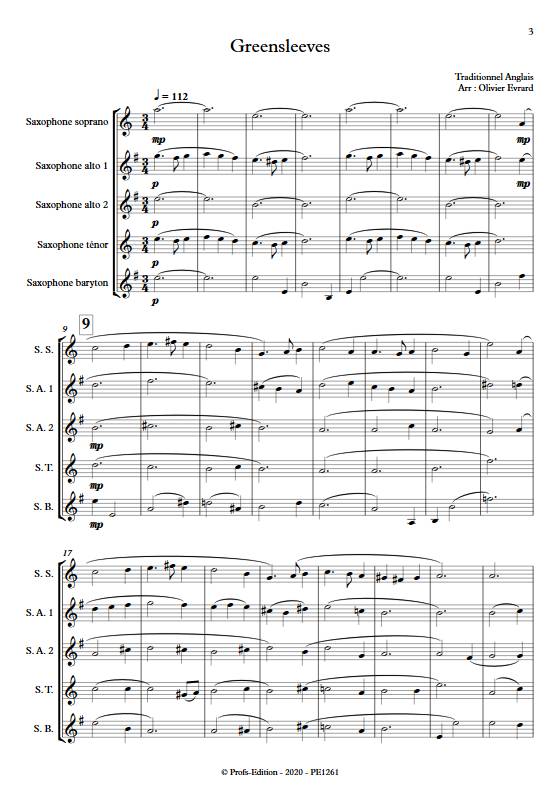 Greenleeves - Quintette de Saxophones - TRADITIONNEL ANGLAIS - app.scorescoreTitle