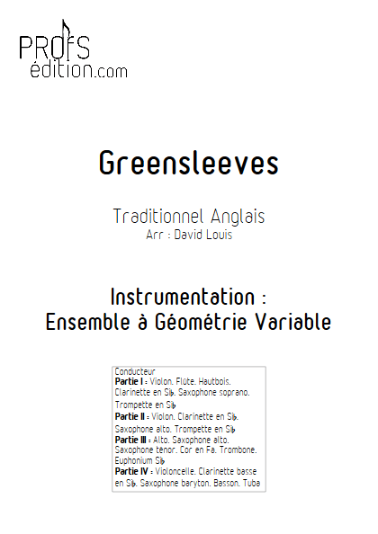 Greensleeves - Ensemble à Géométrie Variable - TRADITIONNEL ANGLAIS - front page