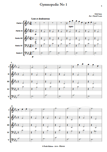 Gymnopédie N°1 - Ensemble à Géométrie Variable - SATIE E. - app.scorescoreTitle