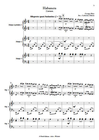 Habanera - Trio de Harpes - BIZET G. - Score
