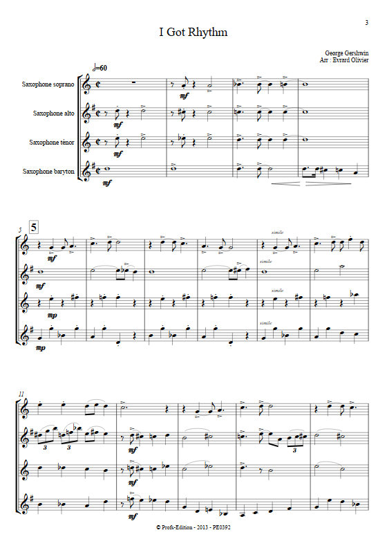 I got Rythm - Quatuor de Saxophones - GERSHWIN G. - app.scorescoreTitle