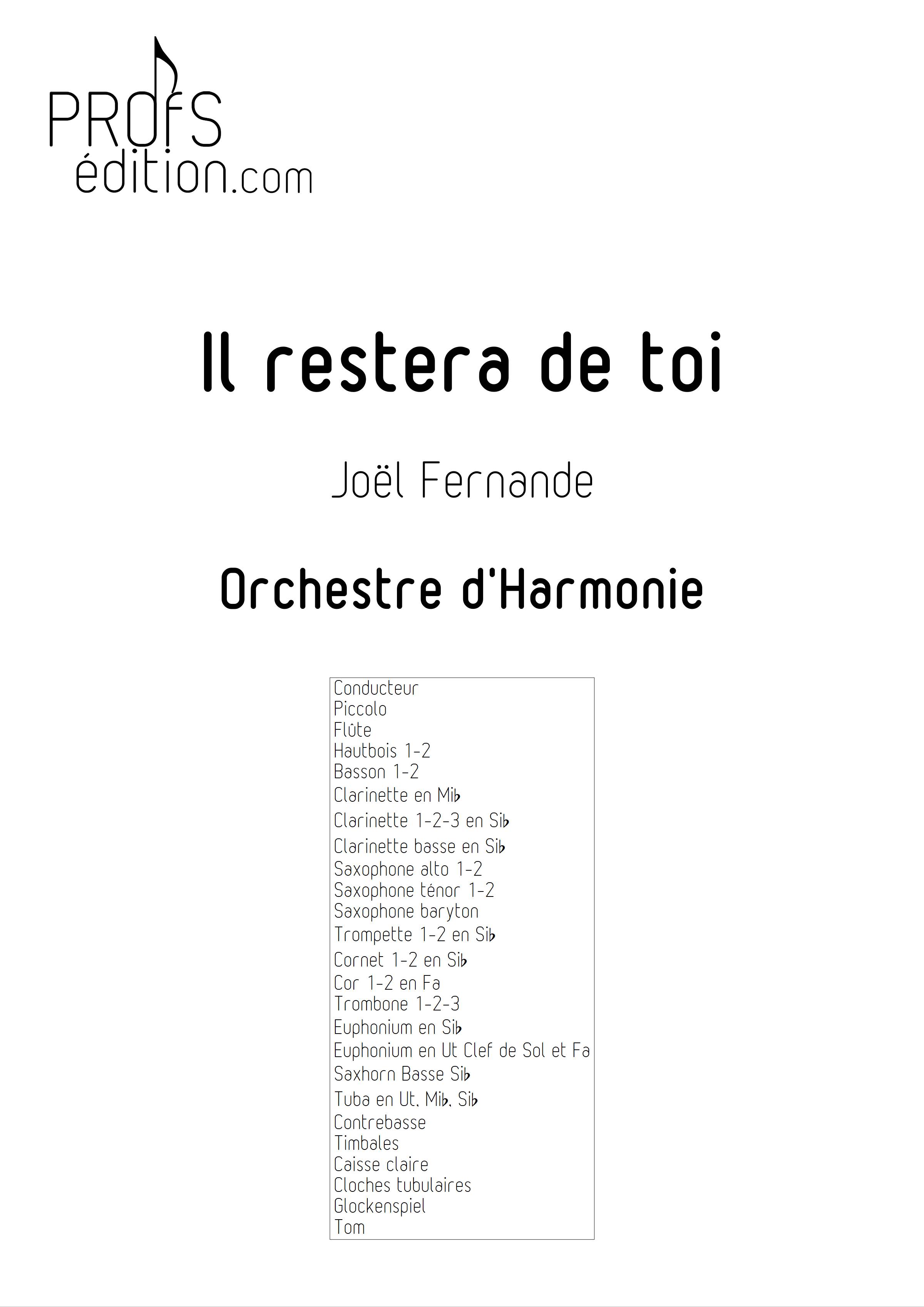 Il restera de toi - Orchestre d'harmonie - FERNANDE J. - front page