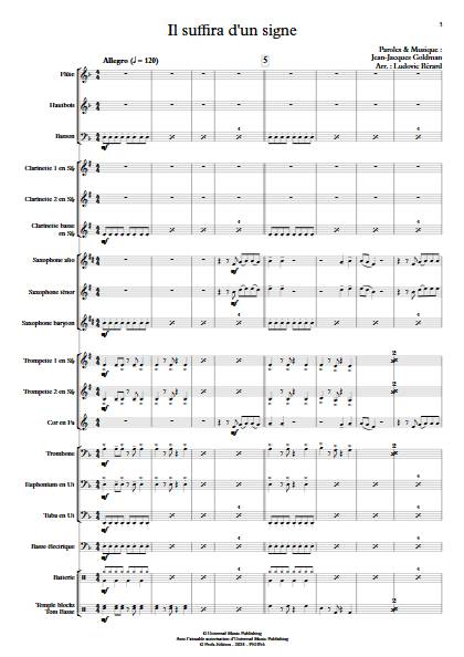 Il suffira d'un signe - Orchestre d'Harmonie - GOLDMAN J.J. - app.scorescoreTitle