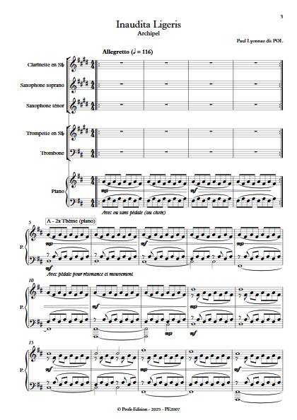 Inaudita Ligeris - Sextuor - LYONNAZ P. - Score