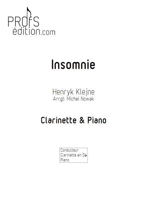 Insomnie - Clarinette & Piano - KLEJNE H. - front page