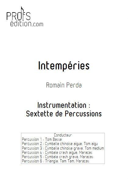 Intempéries - Sextette Percussions - PERDA R. - front page