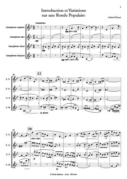 Introduction et Variations sur une Ronde Populaire - Quatuor de Saxophones - PIERNE G. - app.scorescoreTitle