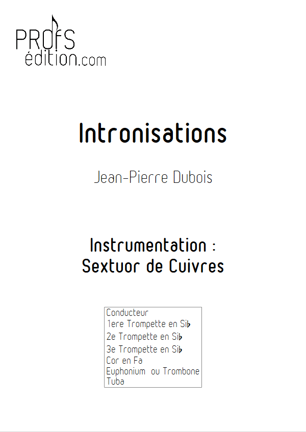 Intronisations - Sextuor de Cuivres - DUBOIS J-P - front page
