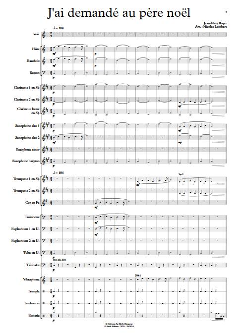 J'ai d'mandé au père noël - Orchestre d'harmonie - BOYER - Score