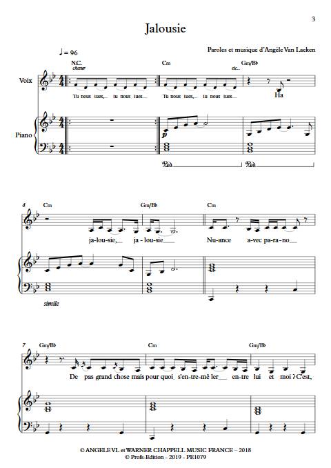 Jalousie - Piano Voix - ANGELE - app.scorescoreTitle