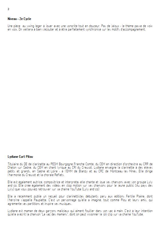 Janvier - Chez soi - Quatuor de Clarinettes - CURT PITOU L. - Educationnal sheet