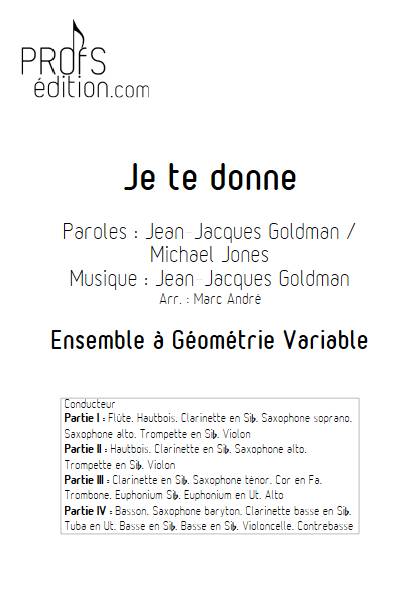 Je te donne - Ensemble Variable - GOLDMAN J.J. - front page