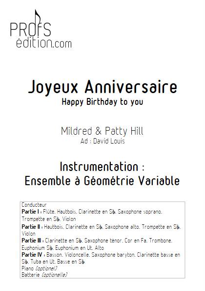 Joyeux Anniversaire (Happy Birthday) - Ensemble Variable - HILL P.S. & M. - front page