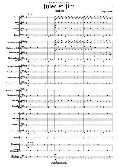 Jules et Jim (Vacances) - Orchestre d'Harmonie - DELERUE G. - app.scorescoreTitle