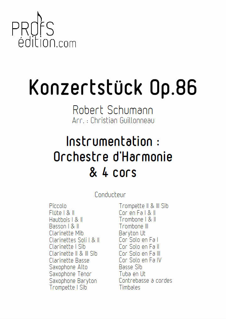 Concerto Konzertstuck - 4 Cors & Harmonie - SCHUMANN R. - front page