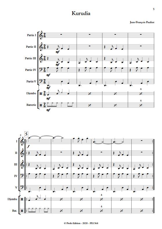 Kurudia - Ensemble Variable - PAULEAT J. F. - app.scorescoreTitle